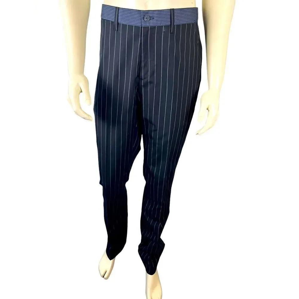 NWT J. Lindeberg Slim Fit F/F Black/White Pinstripe Casual Dress Pants Size 32